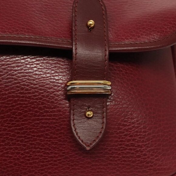 CARTIER Briefcase Leather Bordeaux Gold Auth - Picture 10 of 16
